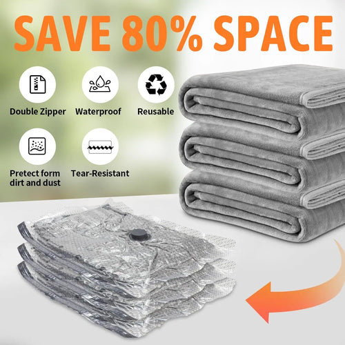 15-Pack Travel Vacuum Storage Bags with Electric Pump, Space-Saving Compression Bags for Clothes, Luggage, Cruise & Home Use